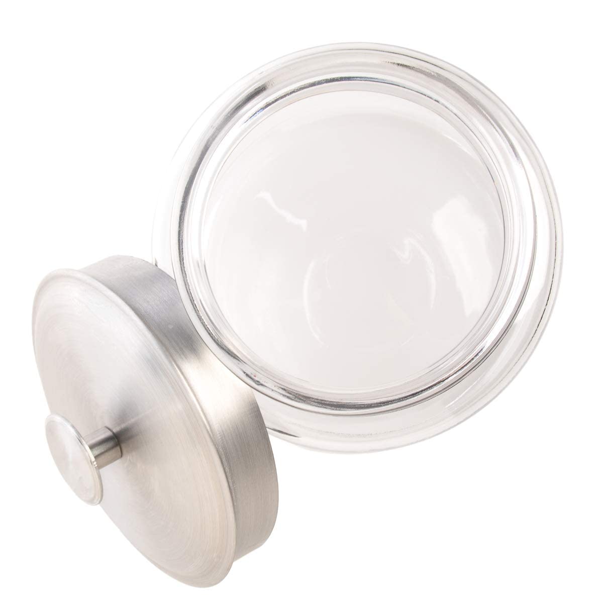 Anchor Hocking Montana Glass Jars with Fresh Sealed Lids, Brushed Metal, 64 oz (Set of 2)