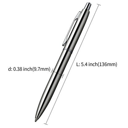 ChaoQ Stainless Steel Retractable Ballpoint Pens (6‑Pack, with 12 Refills) | TRUE Shift Durable Metal Pens