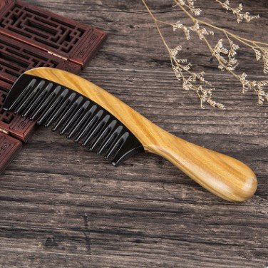 Myhsmooth Handmade Buffalo Horn & Green Sandalwood Comb (2-Pack)