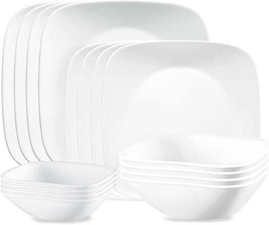 Corelle Vivid White Dinnerware Set – 16‑Piece Vitrelle® Glass, Toxin‑Free & Lightweight