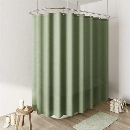 Naturoom Weighted Natural Flax Linen Shower Curtain Set