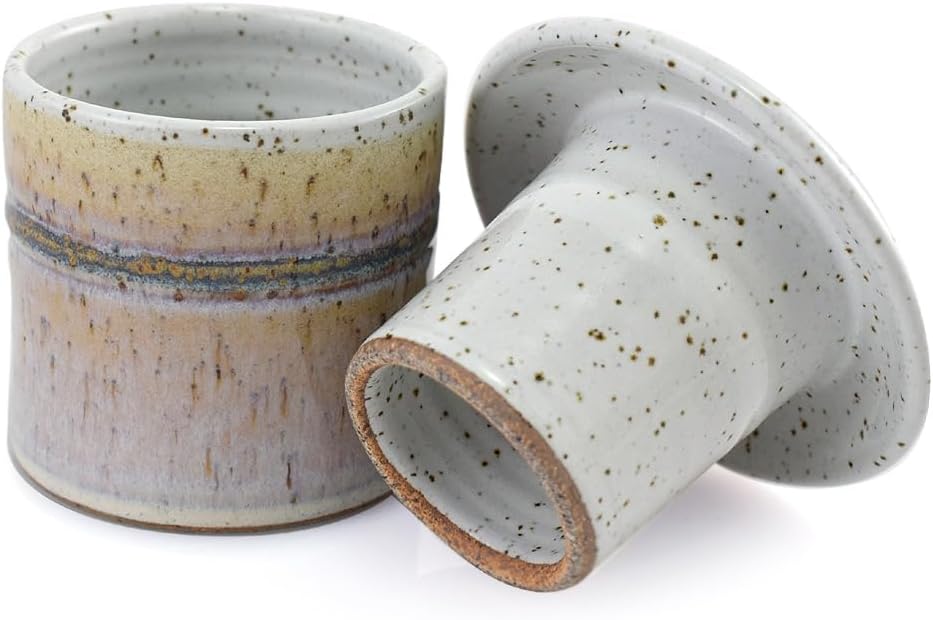 American-Made Stoneware French Butter Keeper: Hand-Thrown "Cottage Pearl" Crock, Lead-Free & Cadmium-Free