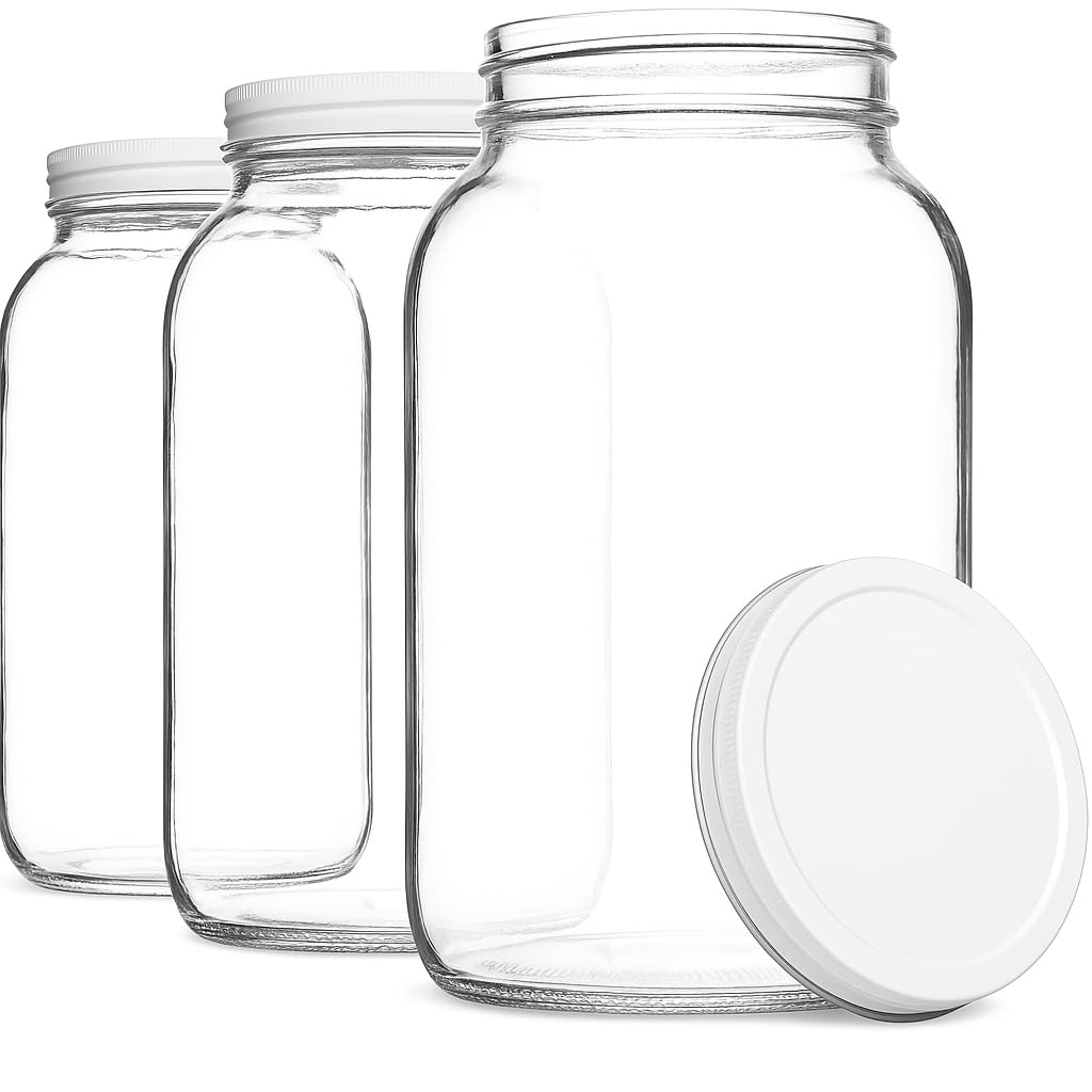 Kitchentoolz 1-Gallon Glass Mason Jars with Airtight Metal Lids (2-Pack)
