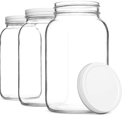 Kitchentoolz 1-Gallon Glass Mason Jars with Airtight Metal Lids (2-Pack)