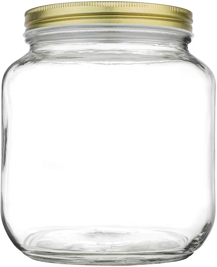Kitchentoolz 64 oz Glass Mason Jars with Airtight Metal Lids (6 Pack)