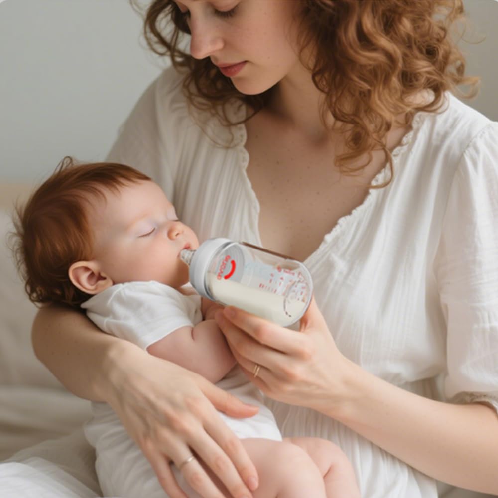 Evorie 8 Oz Tritan Wide Neck Anti-Colic Baby Feeding Bottle