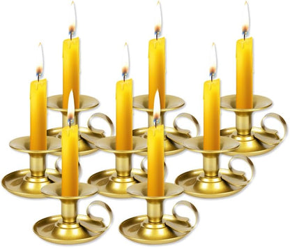 Retro Iron Taper Candlestick Holders (4 Pcs): Sturdy Metal Design for Permanent Home Decor