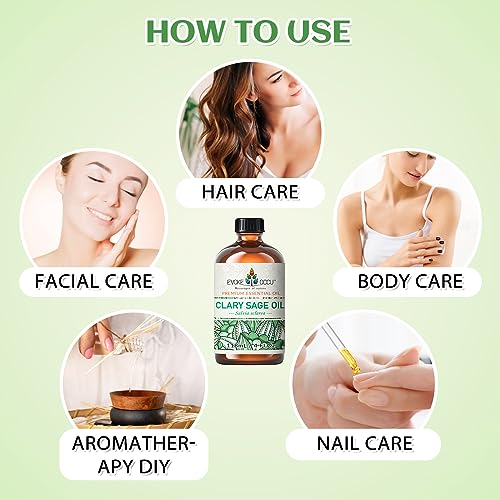 EVOKE OCCU: 100% Pure Clary Sage Essential Oil, 4oz