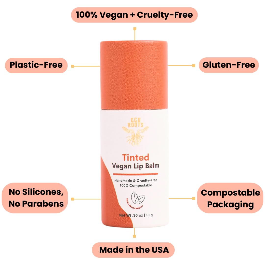Organic Tinted Lip Balm 2-Pack: Coconut Oil & Plastic-Free Packaging