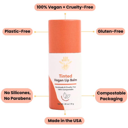 Organic Tinted Lip Balm 2-Pack: Coconut Oil & Plastic-Free Packaging