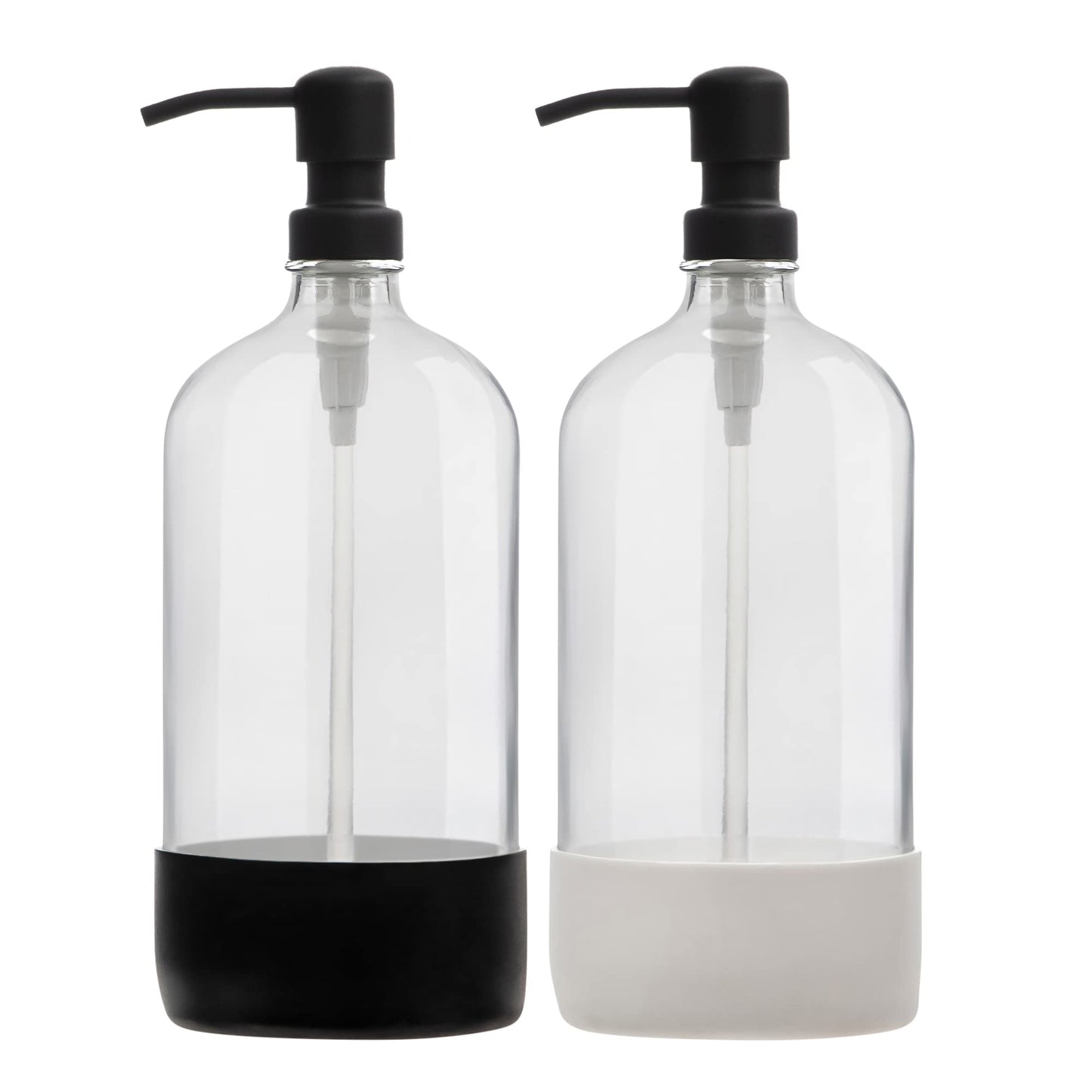 Kitchentoolz 32 oz Glass Pump Bottle with Stainless Steel Pump
