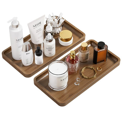Sustainable Bamboo Bathroom Vanity Tray: Sleek Countertop Organizer