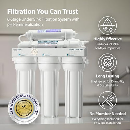 APEC ROES-PH75: The WQA Certified 6-Stage System for Alkaline Mineral pH+ Drinking Water