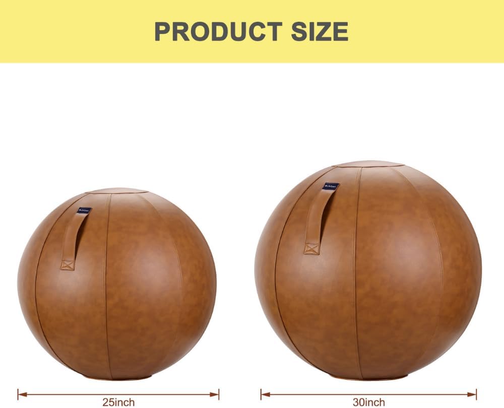 LifeSpan Fitness Ball Chair: Premium Caramel Leather Style