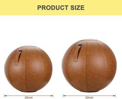 LifeSpan Fitness Ball Chair: Premium Caramel Leather Style