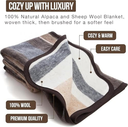 Natural Alpaca & Sheep Wool Blanket: Heavyweight 4.2 lb Twin Bedding