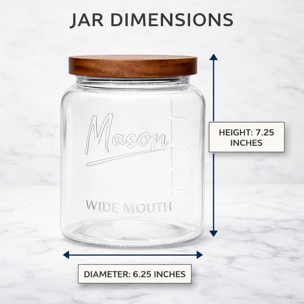 Kitchentoolz 1 Gallon Glass Mason Jar with Acacia Wood Lid