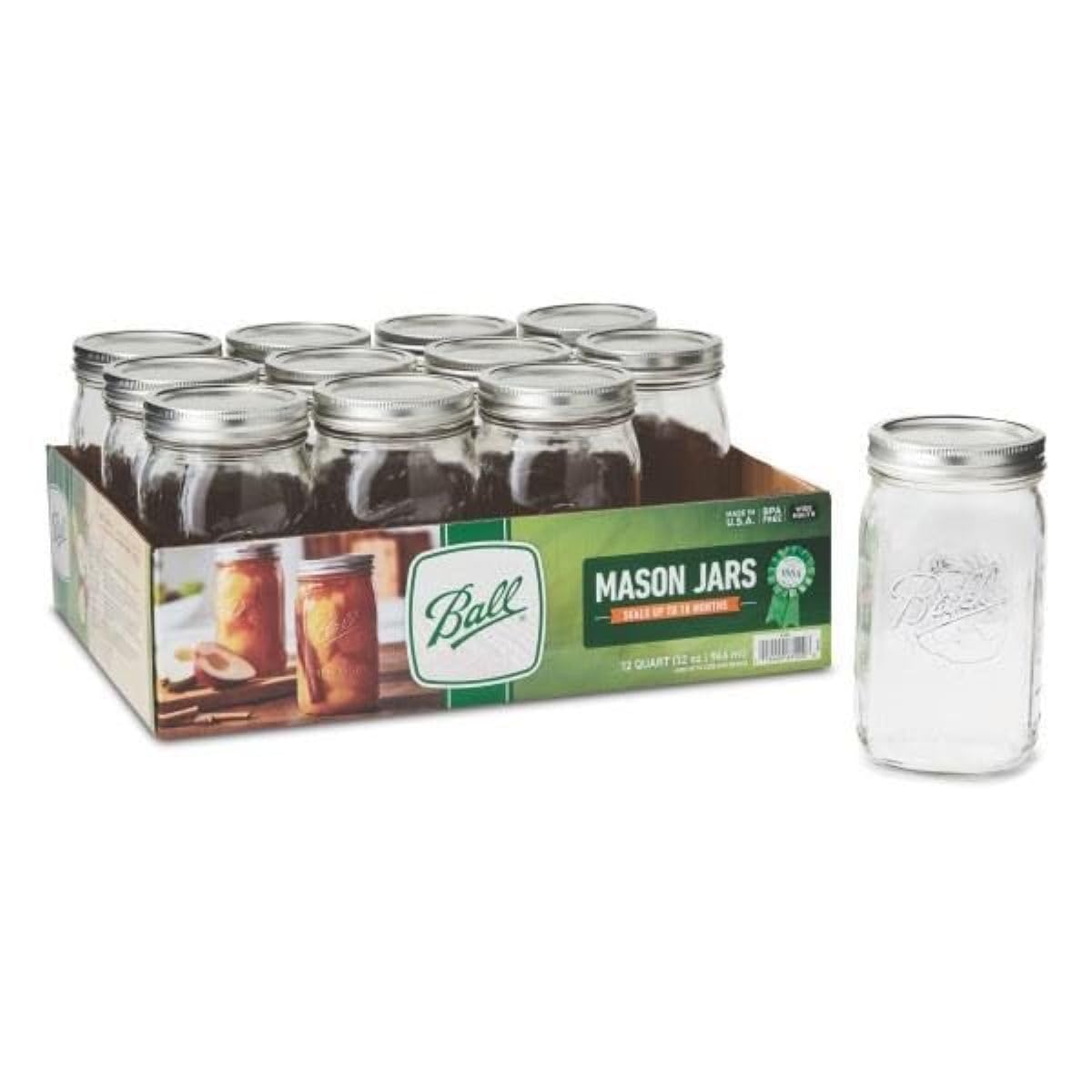 Ball Wide Mouth Pint 16-Ounce Glass Mason Jar with Lids (12-Count)