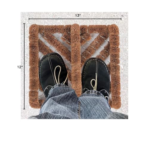 NINAMAR Natural Coir Boot Scraper Door Mat (13 × 12 in) | TRUE Shift Eco Boot Scrubber Mat