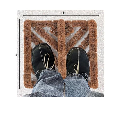 NINAMAR Natural Coir Boot Scraper Door Mat (13 × 12 in) | TRUE Shift Eco Boot Scrubber Mat