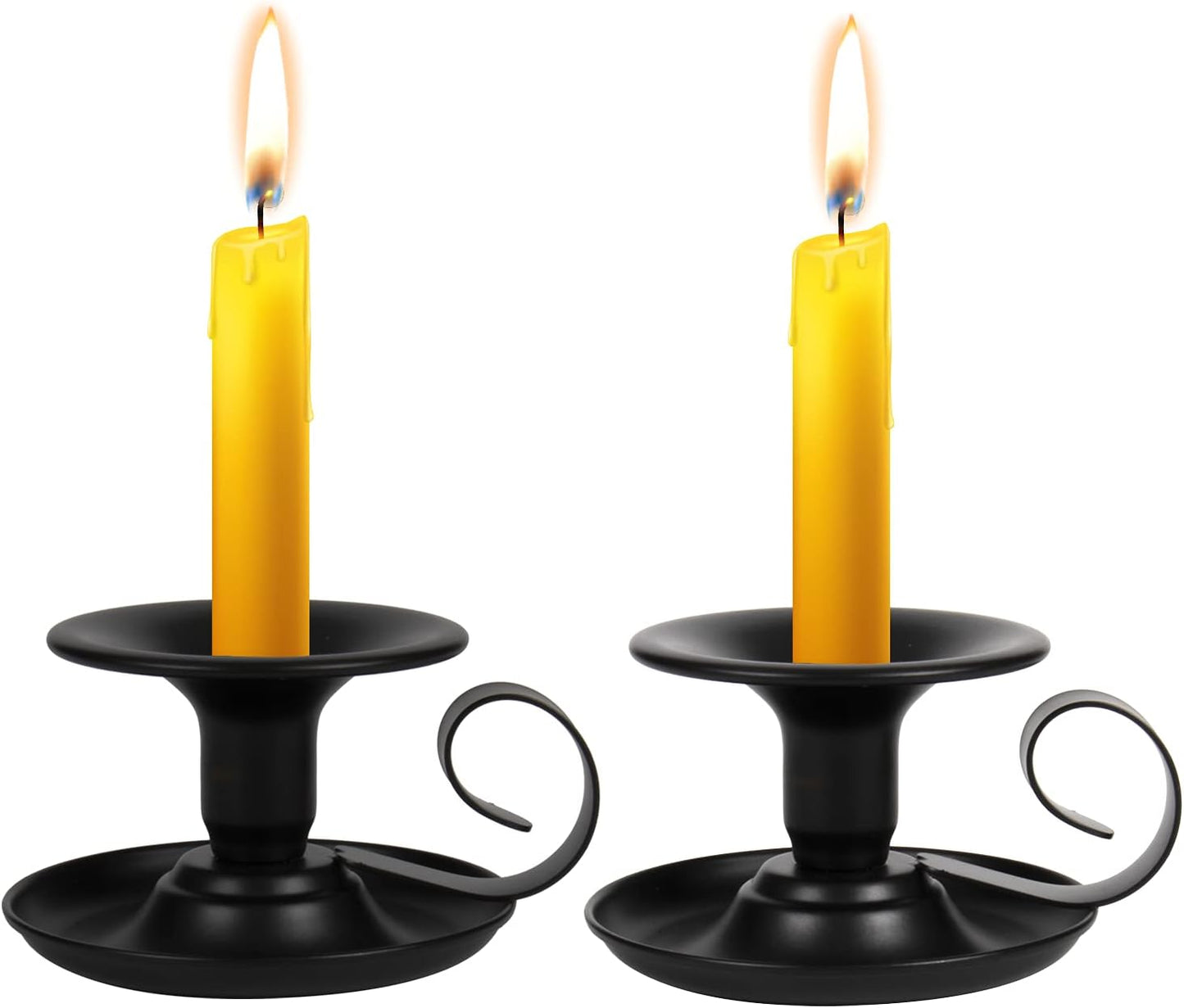 Retro Iron Taper Candlestick Holders (4 Pcs): Sturdy Metal Design for Permanent Home Decor