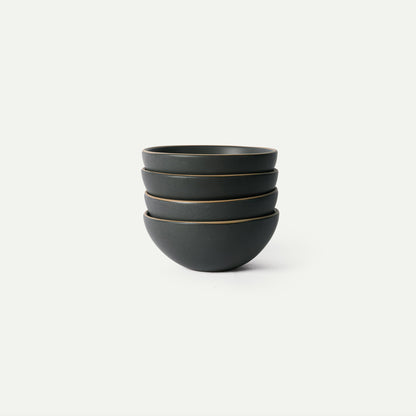 Mora Medium Ceramic Bowls, Set of 4 (28 oz, Oat)