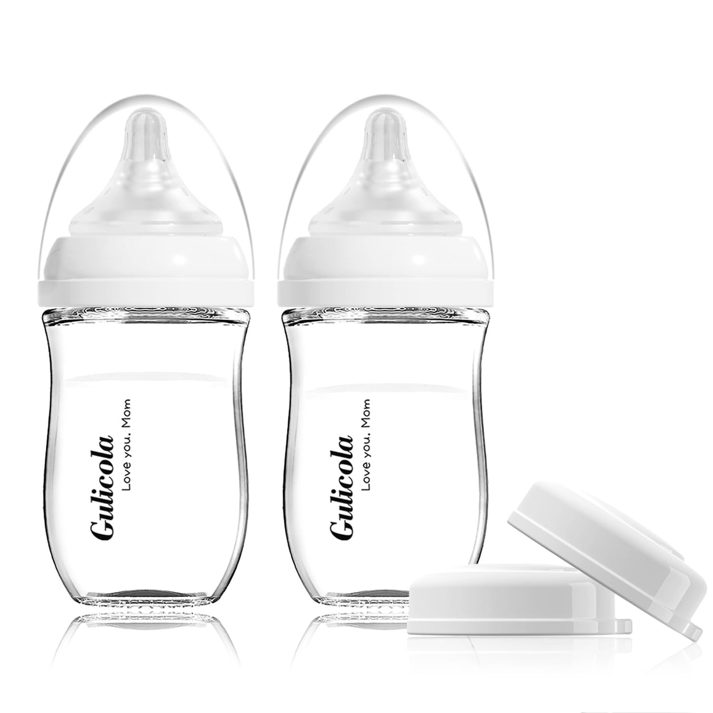 Gulicola 5 oz Natural Borosilicate Glass Baby Bottles (2-Pack)