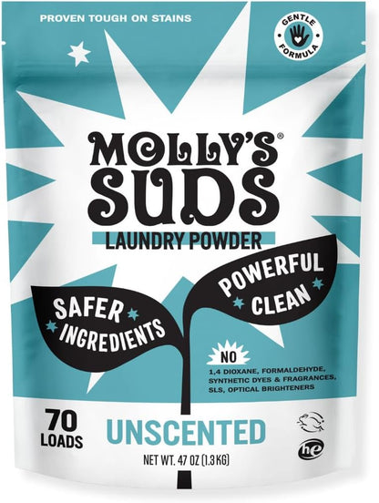 Molly’s Suds Original Laundry Detergent Powder, Chemical-Free Deep Clean for Sensitive Skin