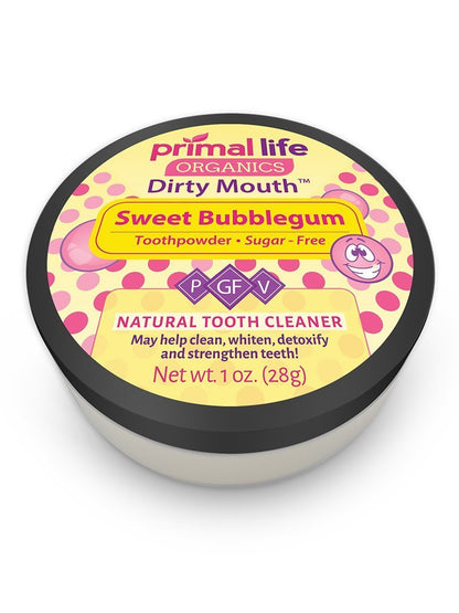 Primal Life Organics Dirty Mouth Toothpowder: Sweet Bubblegum 0.25 oz