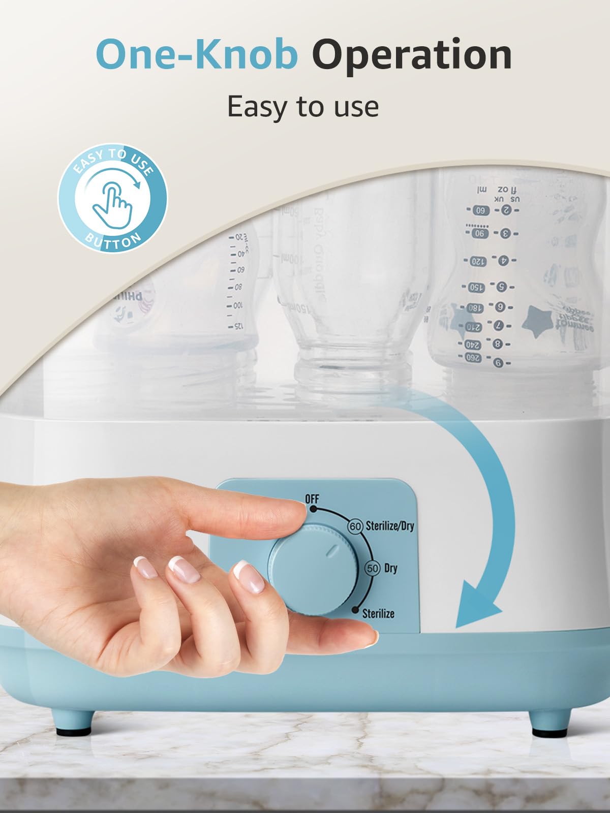 Grownsy 4-in-1 Bottle Sterilizer: Large 8-Bottle Steam Sanitizer