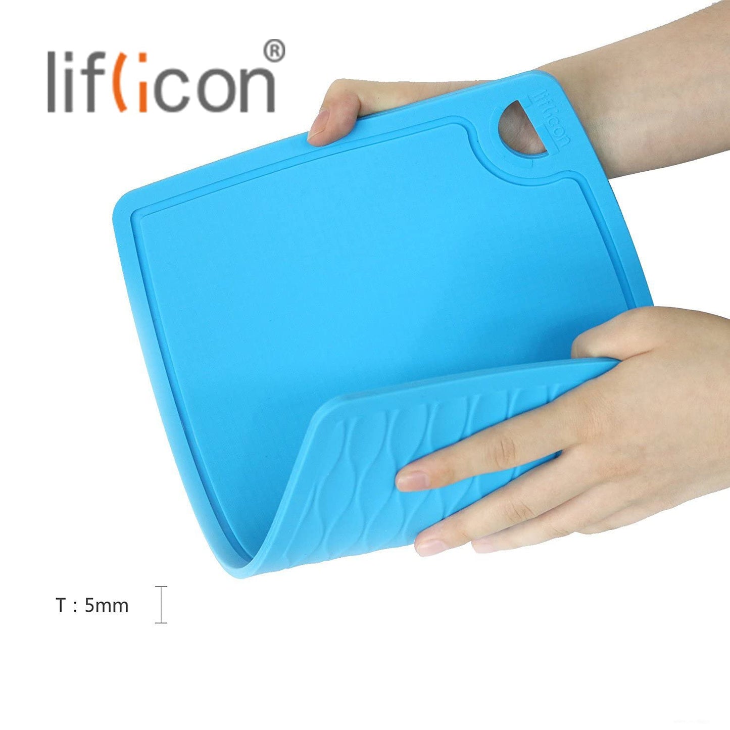 Liflicon 12.6'' x 9.1'' Thick Silicone Cutting Board: Non-Toxic & Flexible.