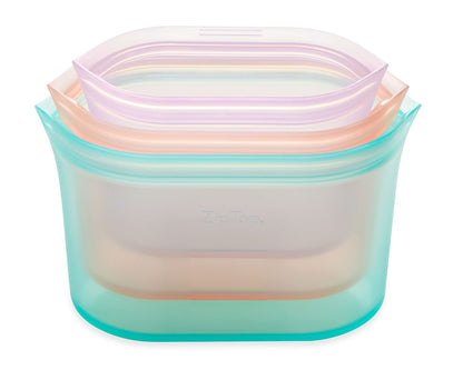 Zip Top 100% Silicone Reusable Food Storage Set (8‑Piece, Teal) | TRUE Shift Zero‑Plastic Meal Prep Set