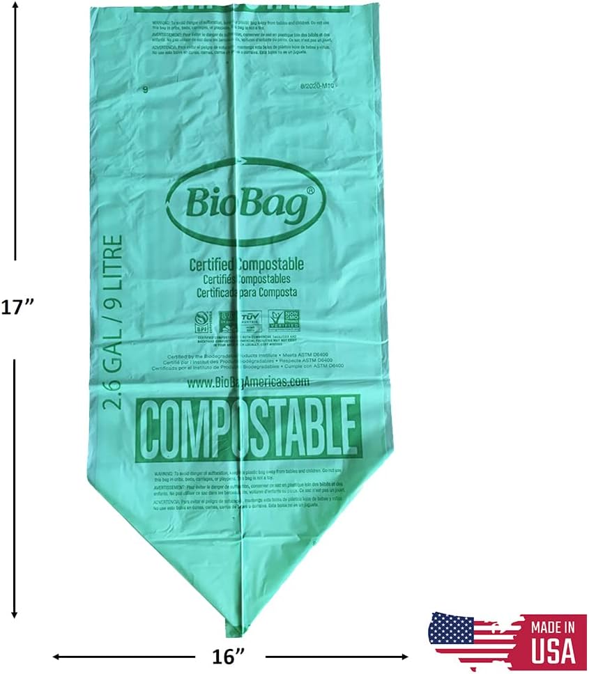 BioBag 2.6 Gallon Compostable Food Scrap Bags: BPI Certified