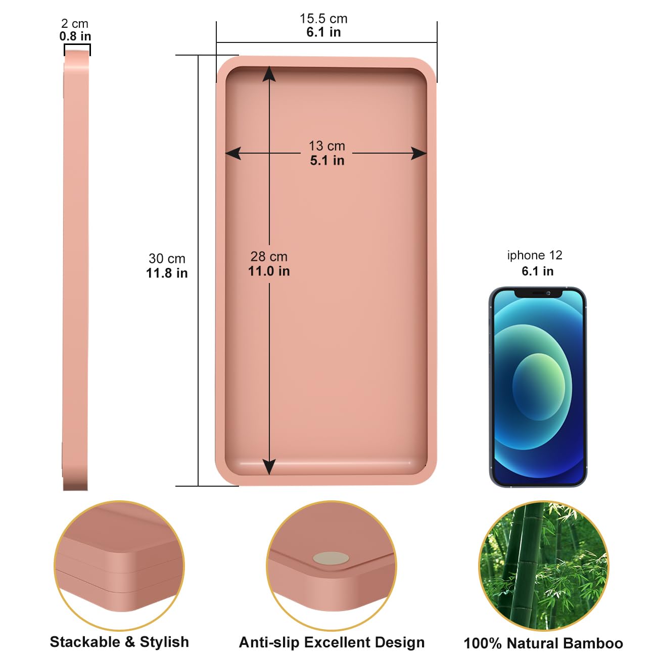 Sustainable Bamboo Bathroom Vanity Tray: Sleek Countertop Organizer