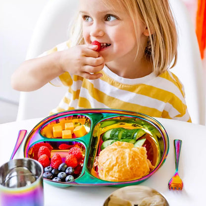 Ahimsa Balanced Bites Pediatrician-Designed Stainless Steel Divided Plate
