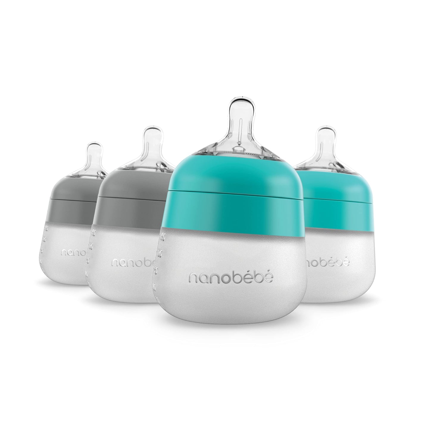 Nanobebe Flexy 9oz Silicone Baby Bottles with Anti-Colic Venting (3-Pack)