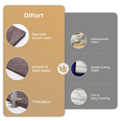 Diflart Natural Granite Cutting Board: Large 16" x 20" Polished Stone Slab.