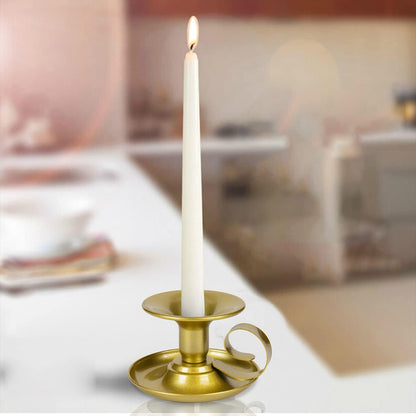 Retro Iron Taper Candlestick Holders (4 Pcs): Sturdy Metal Design for Permanent Home Decor