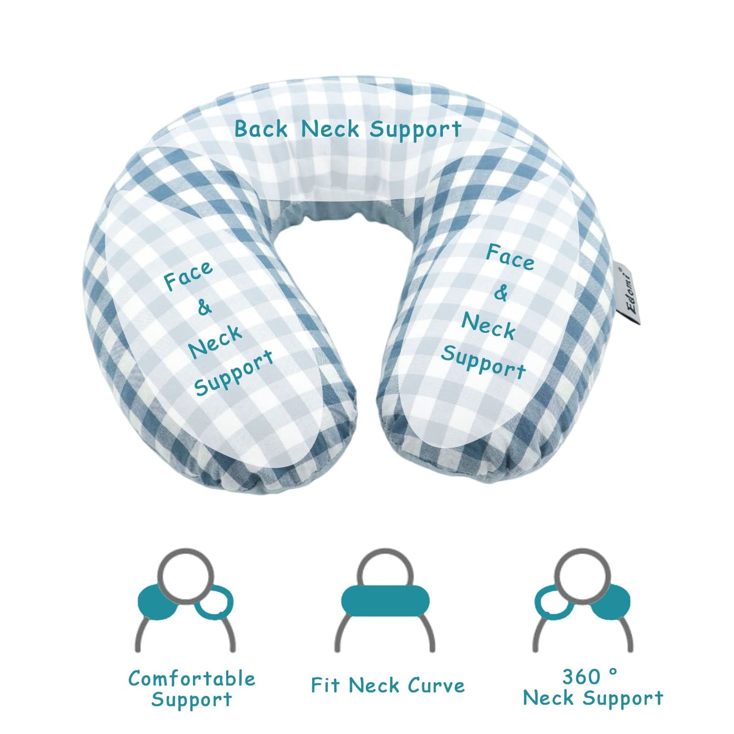 Edomi U-Shaped Adjustable Buckwheat Hull Neck & Shoulder Pillow