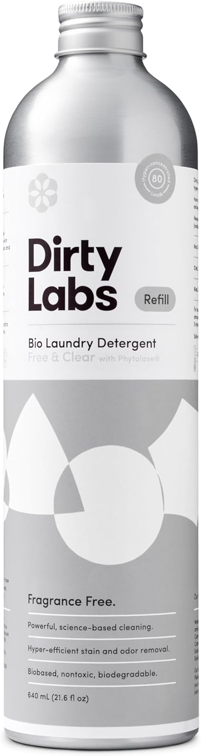 Dirty Labs Scent-Free Bio Enzyme Liquid Laundry Detergent - 80 Loads, Chemical-Free Enzyme, Hyper-Concentrated Detergent