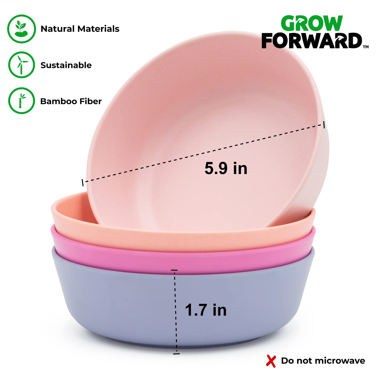 Grow Forward 8-Piece Sustainably Harvested Bamboo Kids Dinnerware Set