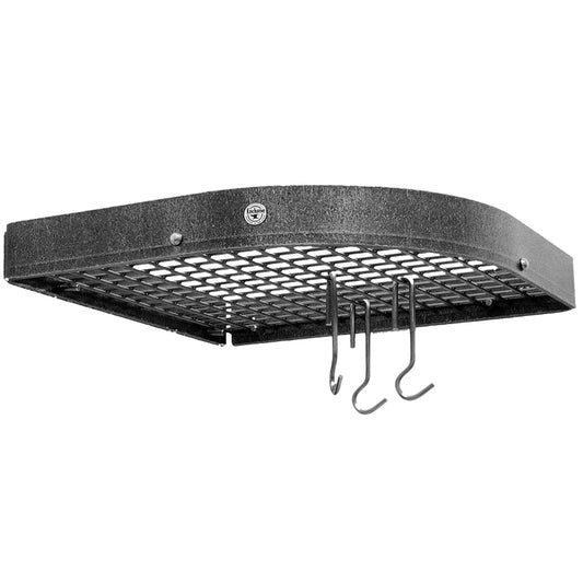 Enclume Premier Corner Pot Rack – 12″ Hammered Steel, Plastic‑Free Kitchen Organizer
