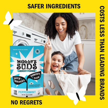 Molly’s Suds Original Laundry Detergent Powder, Chemical-Free Deep Clean for Sensitive Skin