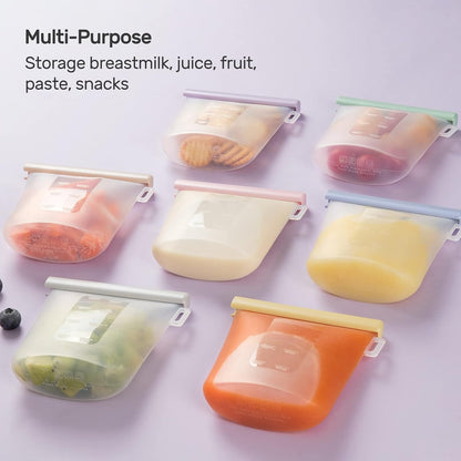 Nuliie 8oz Reusable Silicone Breastmilk Storage Bags (7-Pack)