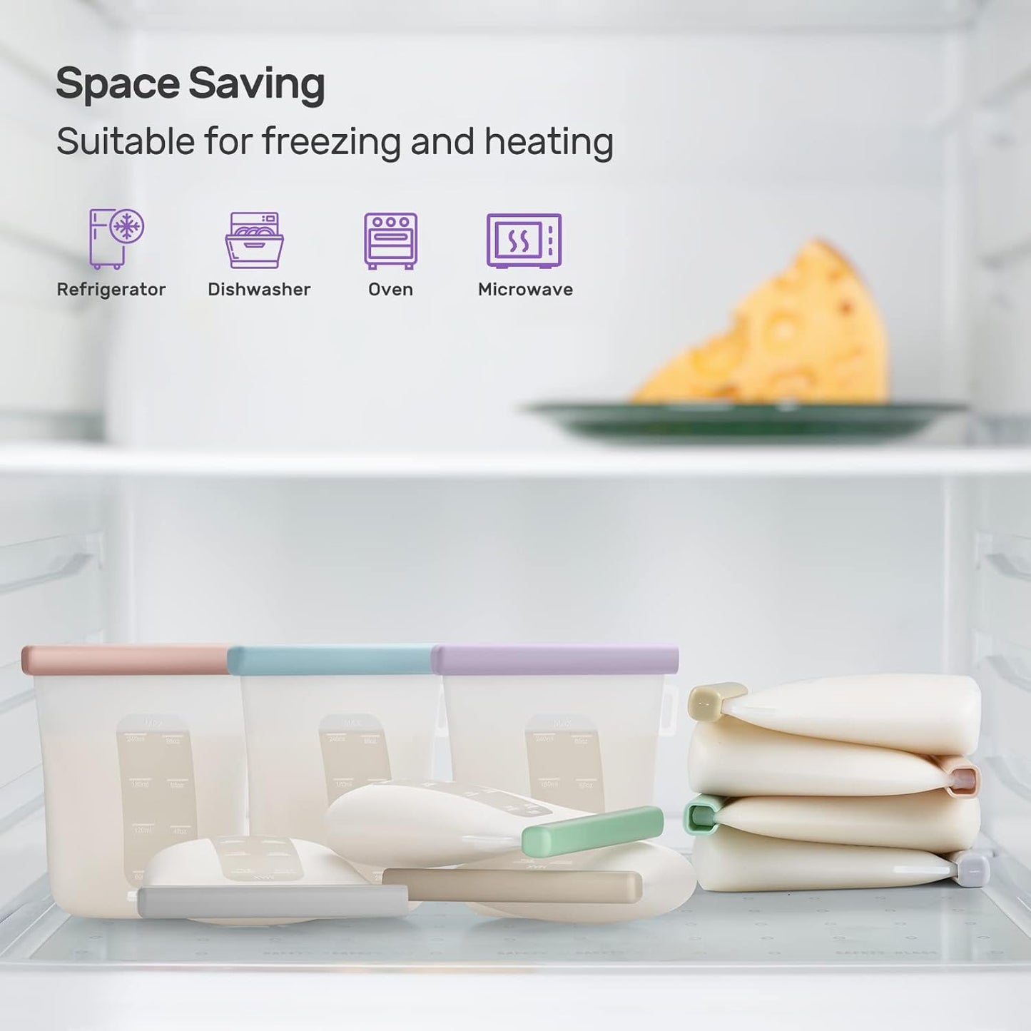 Nuliie 8oz Reusable Silicone Breastmilk Storage Bags (7-Pack)