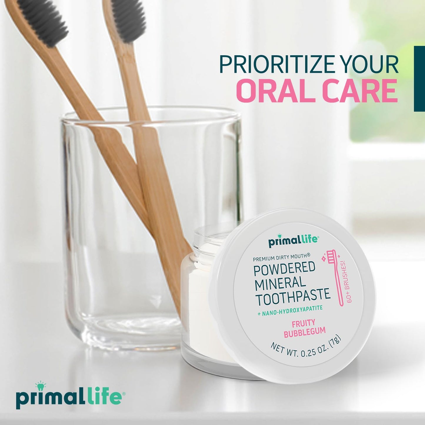 Primal Life Organics Dirty Mouth Toothpowder: Sweet Bubblegum 0.25 oz