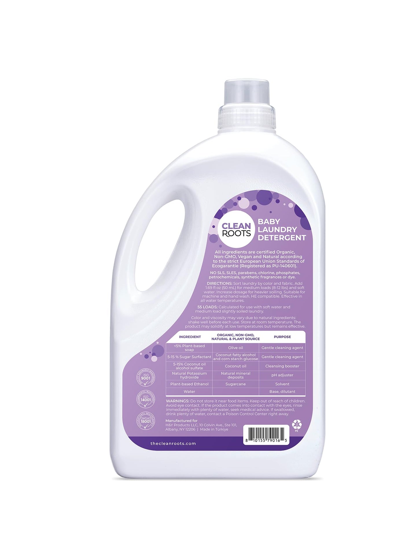 Clean Roots EcoGarantie Certified Organic Lavender Laundry Detergent
