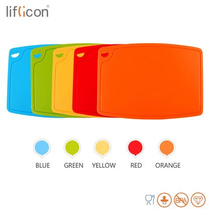 Liflicon 12.6'' x 9.1'' Thick Silicone Cutting Board: Non-Toxic & Flexible.