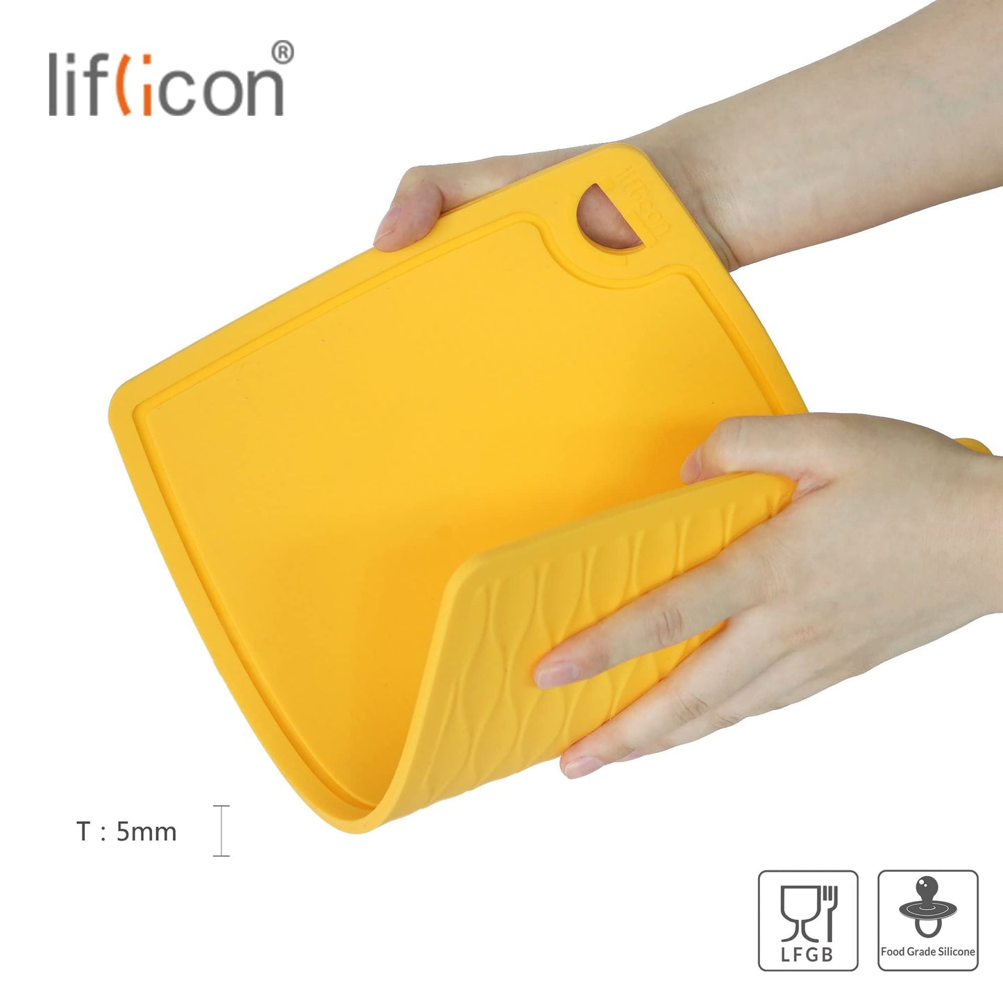 Liflicon 12.6'' x 9.1'' Thick Silicone Cutting Board: Non-Toxic & Flexible.