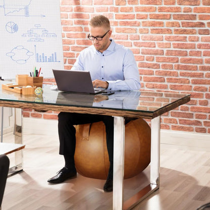 LifeSpan Fitness Ball Chair: Premium Caramel Leather Style